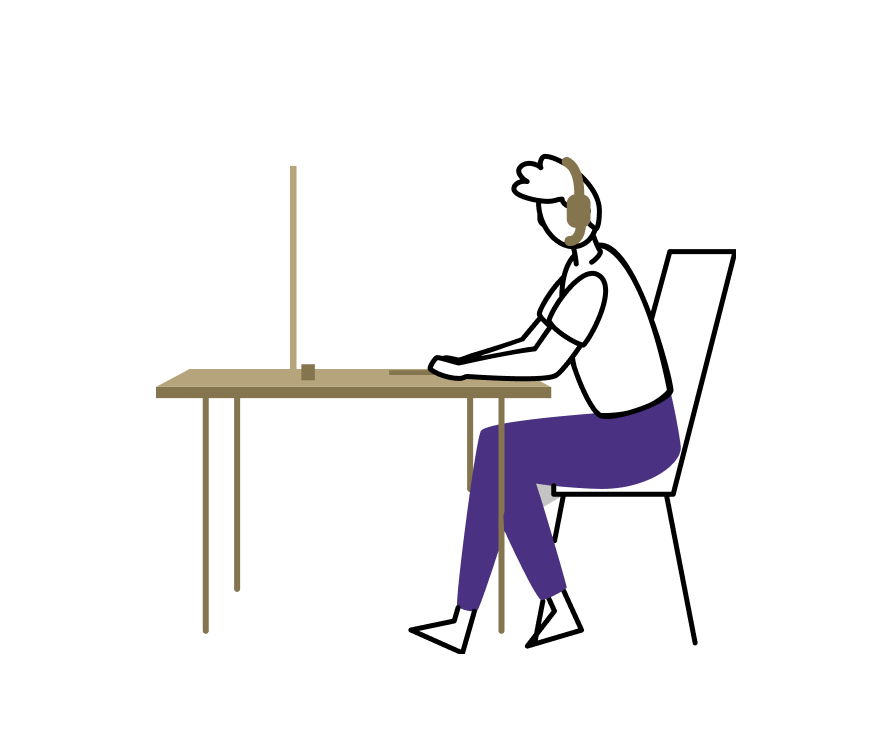 vector image of a person working in front of a computer